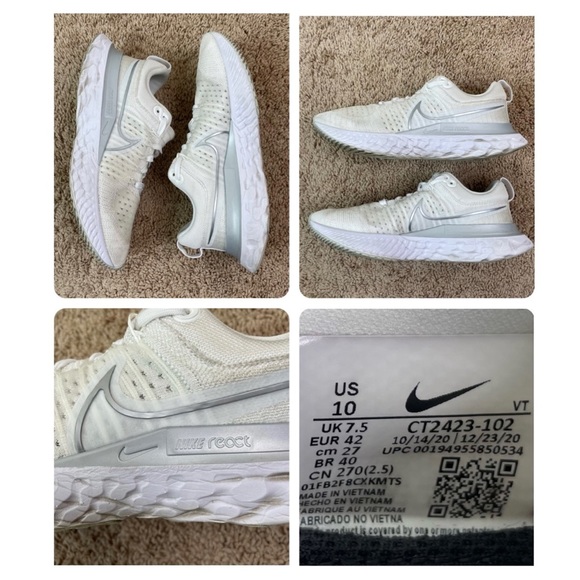 Nike React Infinity Run Flyknit 2 Sneaker Shoes Size 10 W, 8.5 M, CT2423-102 - Picture 10 of 16